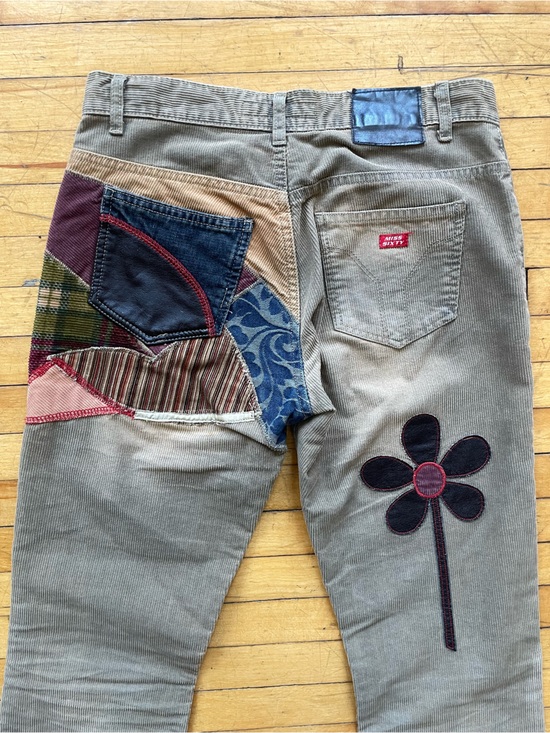 Miss Sixty Denim - Y2K Miss Sixty Vintage Patchwork Love Flare Corduroy Jeans 26 Euro Hippy